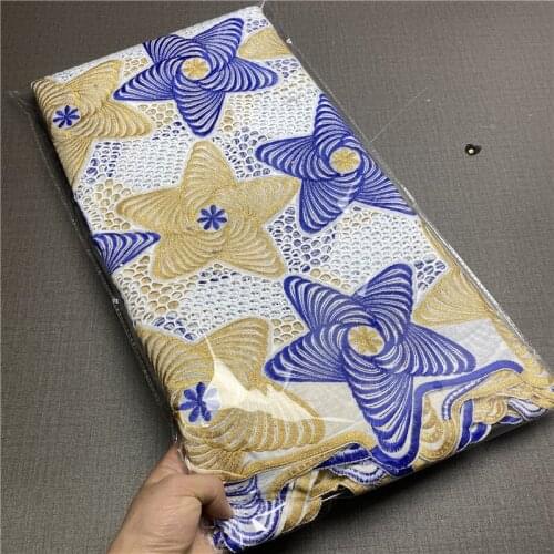 5 yard Swiss lace fabric latest heavy beaded embroidery African 100% cotton fabrics Swiss voile lace popular Dubai style 1L04116