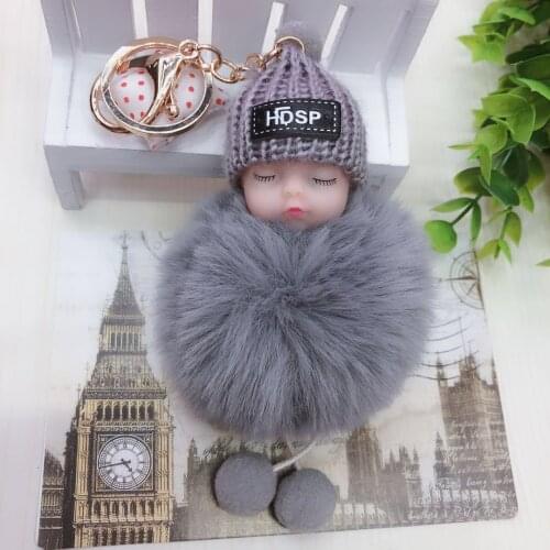 Cute Cartoon Sleeping Doll Keychain Plush Ball Keychain Keychain Women Handbags Car Keychain Bags Pendants Children Gifts