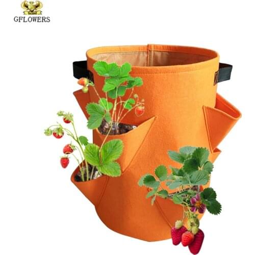 Felt Strawberry Nursery Bucket Felt Planting Bucket 3/6/8 Hole Felt Planting Bag Hanging Planting Bag
