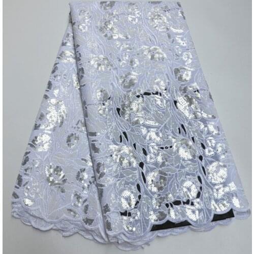 High Quality African French Tulle Lace Fabric For Wedding Latest Nigerian Lace Fabric Sequins Embroidery Organza Lace Fabric G52
