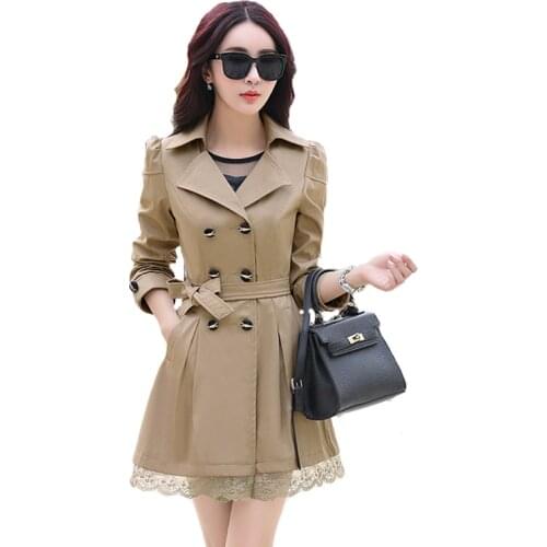Fashion Trench Coat For Women Long Winter Lace Overcoat Women Double Breasted Plus Size Casaco Clothes 2019 sobretudo feminino