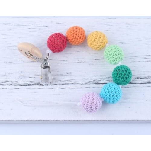 1Pcs Crochet Beads Pacifier Holder Clips Colorful Baby Pacifier Chain Teether Nipple Chain