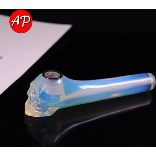 1pc Skull Shape Quartz Wand Opal Crystal Smoking Pipe Treatment Gem Healing Ornaments Halloween Gift