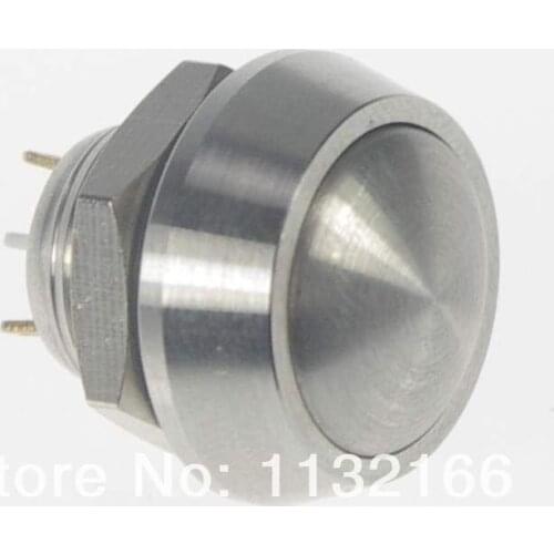 12mm OD Stainless Steel Momentary 1NO Push Button Switch Round Pin Terminals
