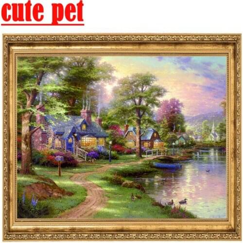 3d wallpaper DIY diamond painting Manor scenery 5d full diamond Art Decoration Gift Square Diamond Round Diamond Mosaic gift