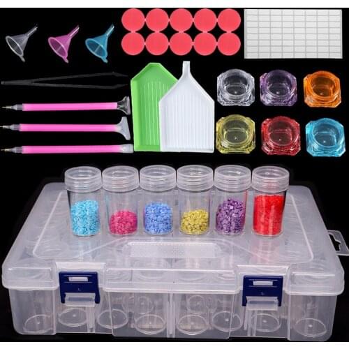 40/60 Bottles Box Transparent Container Case Diamond Painting Accessories Diamond Embroidery Beads Storage Box Organizer Tools
