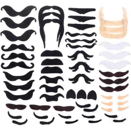 48pcs Funny Costume Mustache Pirate Halloween Fake Beard Whisker Party Supplies