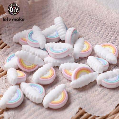 Lets Make Baby Silicone Beads 5pcs Rainbow Teether Rodents Teething Toys DIY Pacifier Chain Nursing Bracelet Childrens Product