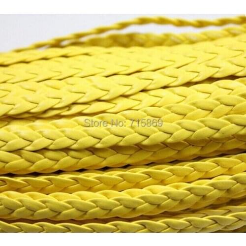 Free Ship 100Meters 5mm Yellow Cord Braid Faux leather Cord synthetic leather Cord