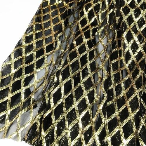 GLace 1Y/lot Shiny transparent plaid sequin fabric soft mesh for women dress tablecloth background decoraton DIY material TX1637
