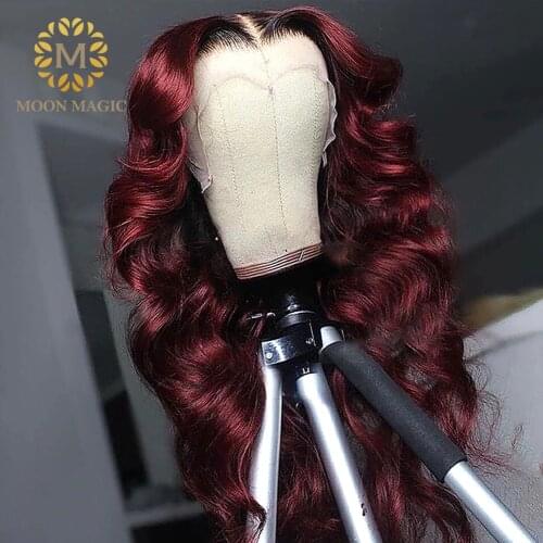 Burgundy Lace Front Wig 99j Ombre Human Hair Wig Body Wave Brazilian Hair Wigs For Black Women 250 Density Lace Wig Natural Hair