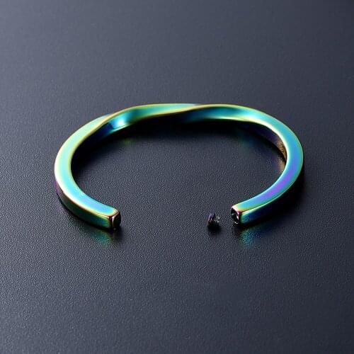 IJB5120 Stainless Steel Custom Engrave Rainbow Memorial Urn Bracelet Cremation Urn Bracelet Ashes Keepsake Jewelry