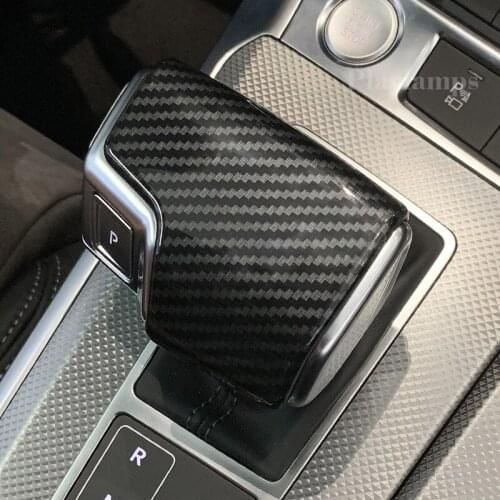 For Audi A6 C7 2012-2019 automatic speed gear shift knob head carbon fiber covers Stickers Interior Auto Accessories