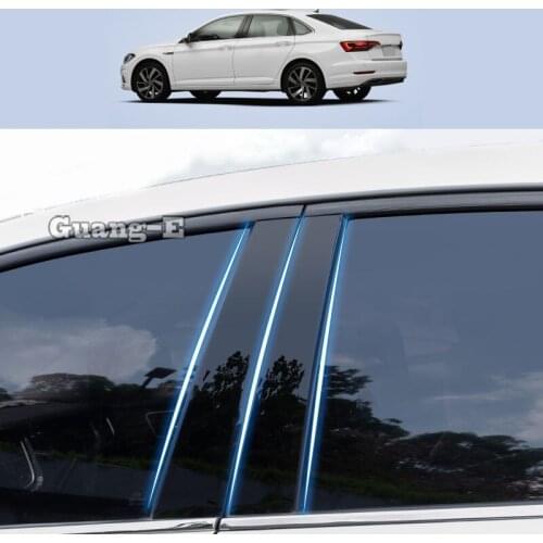 For Volkswagen VW Sagitar 2019-2022 Car PC Material Pillar Post Cover Door Trim Window Piano Black Molding Sticker Plate 6pcs