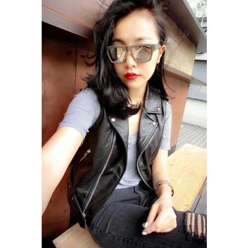 Shipping,Brand new Free style.fashion women leather jacket vest.good sales.quality slim 100% sheepskin leather jacket