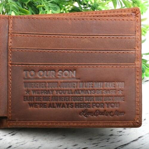 To our sons gift Engraved Bifold Wallet - I Will Always Be Yours - Engraved Leather Bifold Wallet