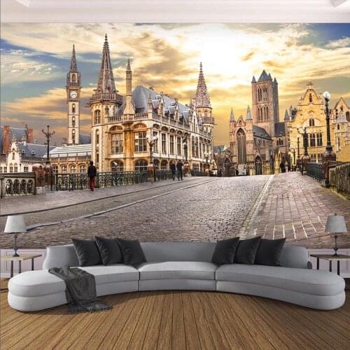 Photo Wallpaper Custom 3D Wall Murals European City Building Landscape Wall Paper Living Room Cafe Creative Decor Papel Mural 3D