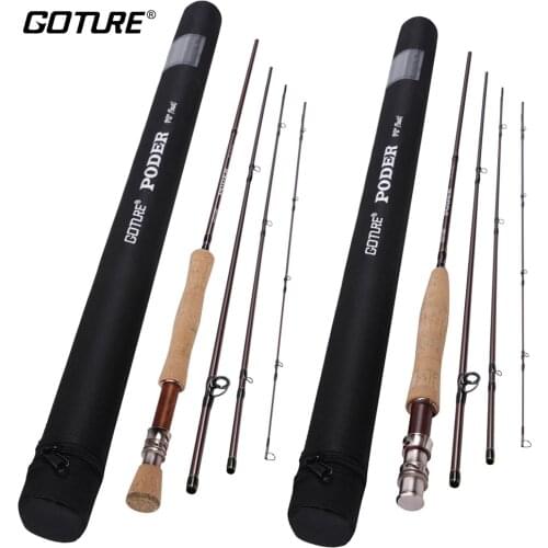 Goture Fly Fishing Rod 4/5/7/8 WT 30/36T Carbon Fiber Rod Saltwater Freshwater Trout Bass Carp Fly Fishing Rod Pole 4 Sections