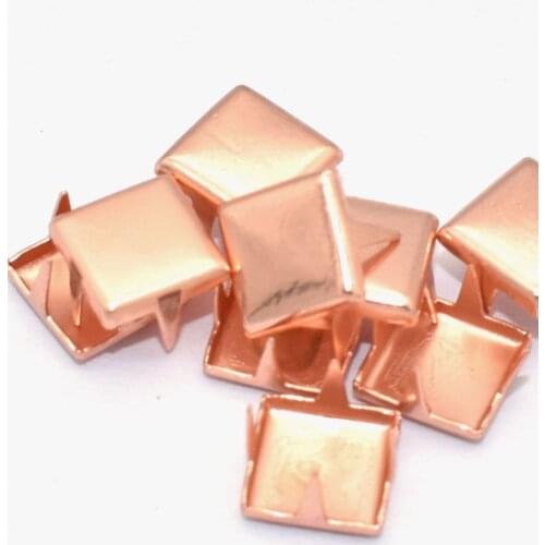 Rose Gold Studs Square Claw Studs Rivet 7mm Spike Nailhead Iron Studs Making Hardware Purse Craft Bag Leather DIY Accessories