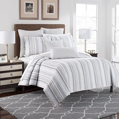 American BEIGE COTTON Coverlet Embroidery Brief Stripe Quilting Quilts Bedspread unique Bed cover Bedding 3pcs king size 230x250