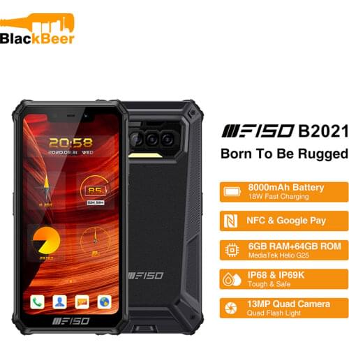 Oukitel F150 B2021 Android 10.0 Smartphone IP68/IP69K Rugged Outdoor Mobile Phone 6GB+64GB Octa Core Cellphone 13MP Rear Camera