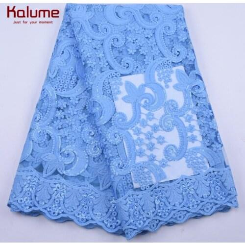 Kalume African Milk Silk Lace Fabric Soft Sequin French Net Milk Silk Lace Fabric Embroidery Lace Fabric For Party Wedding F2138
