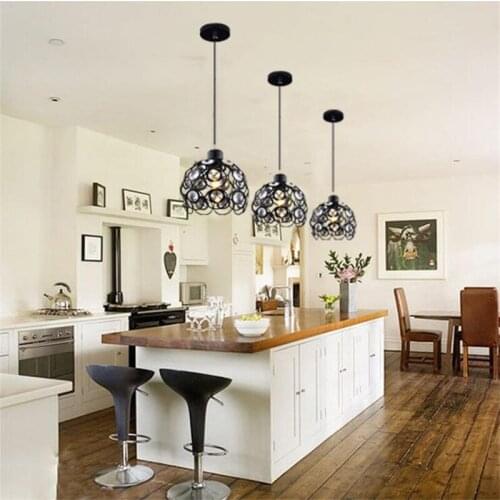L99-Simple creative crystal pendant lamp bar coffee house bedroom bedside hanging lights American Iron LED crystal chandeliers