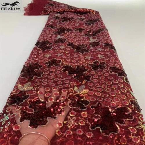 Madison 2021 High Quality African French Sequins Lace Fabric For Wedding Party Dress Latest Nigerian Lace Fabrics