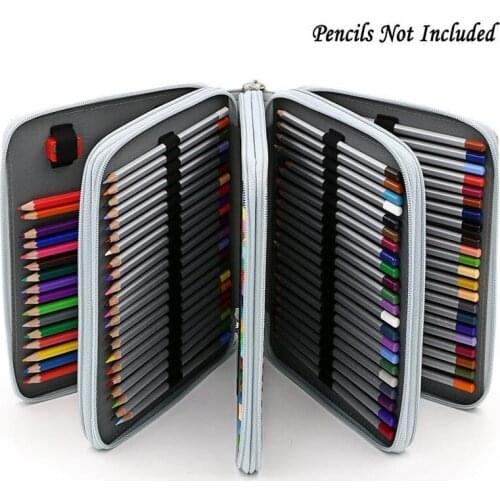 Cute Stationery 127/168 Holes School Pencil Case PU Leather Pencils Pouch Bag Folded Sketch Brush Case With Zipper Art Supplies