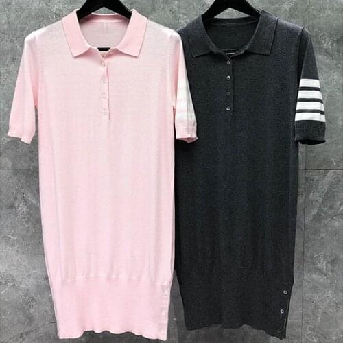 2021 Fashion Brand Dress Women Casual Short-Sleeved Knitted Temperament Loose Solid Knee-Length Womens Skirt