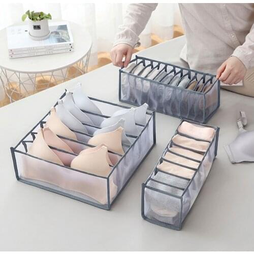 Dormitory closet organizer for socks home separated underwear storage box 7 grids bra organizer foldable drawer organizer