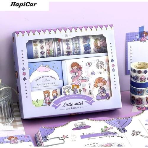 120pcs Gift Set 10Roll Washi Tape+10sheets Sticker+100sheets Memo Boxed Decorate DIY Scrapbooking Stationery Supplies