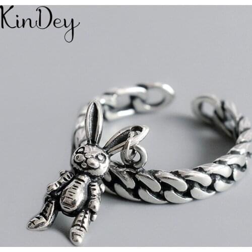 Romantic Sweet Silver Color Rabbit Rings for Women Lady Adjustable Size Rings bague femme