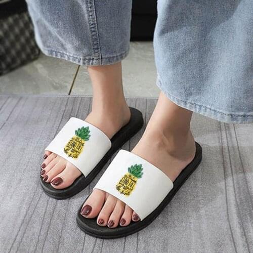 2021 Women Shoes fruit print Sandals pineapple lemon Avocado Printing Cartoon Shoes for Woman Open Toe Flip Flops for Female