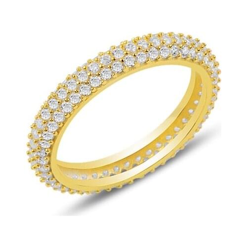 Silver 925 Sterling Curved 3 Row Zircon CZ Tamtur Ring