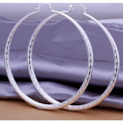Hot M925 Silver color jewelry hoop earrings fashion women findings round large fish scales hoop earrings CE289