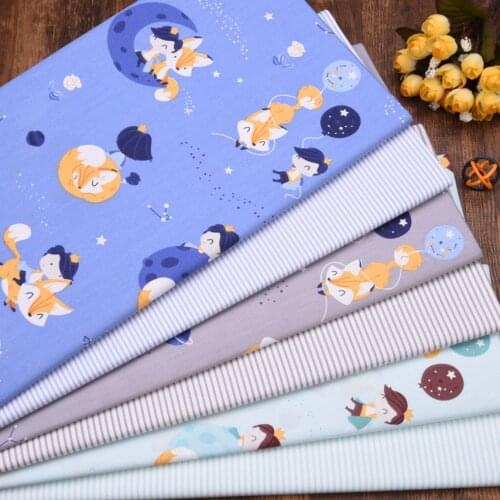 Cute Fox Stripe 100% Cotton Fabric DIY Sewing Craft Patchwork Quilting Fat Quarter Tecido Clothes Tilda For Baby Sheet Textiles