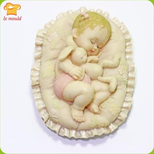 Sleeping Baby Silicone Mold 3D Cute Doll Gummy Soap Mould For Wedding Cake Decoration Sleeping Girl