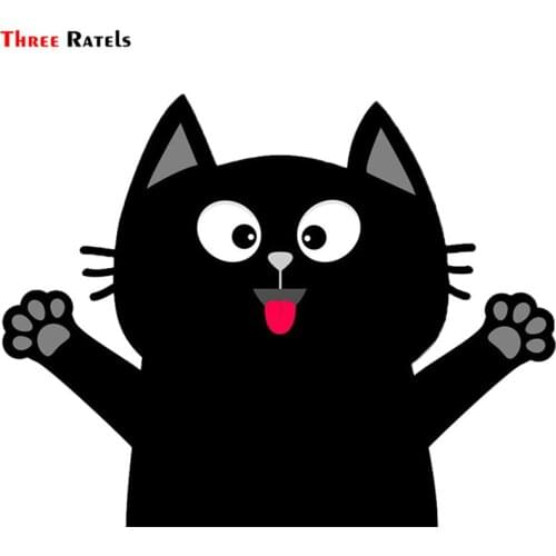 Three Ratels FCT-6 # 13x16.5CM Car Stickers Funny Creative 3D Big Eyes Decal Black Sticker Peeking Cat/Monster