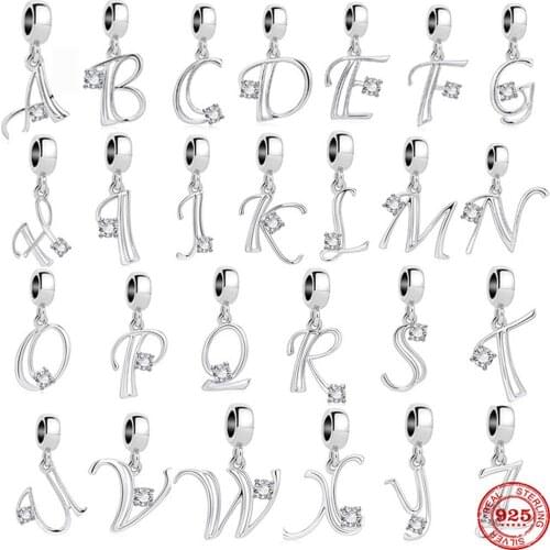 925 Sterling Silver unique English letters Pendant DIY fine beads Fit Original Pandora Charm Bracelet Women Jewelry