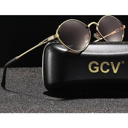 GCV Brand Cat Eye Olive-Shaped Titanium Alloy Men Wome Sunglasses Polarized UV400 Night Vision Goggles Vintage Retro Punk UNISEX