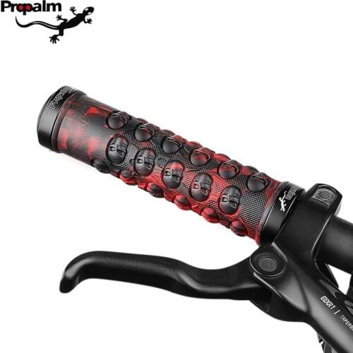 Propalm Bicycle Grips Anti-Skid Comfortable Rubber Skull Design Bike Handlebars Grips Lock-on MTB Road Bike Handle Bar Grips