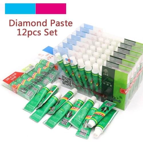 High Quality 12pcs W0.5-W40 Diamond Abrasive Grinding Polishing Paste Needle Tube Lapping Compound Metal Jade Amber Buffing Tool