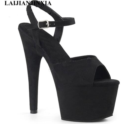 LAIJIANJINXIA New Summer Shoes Night Club Straps Womens Shoes Sexy Dance Shoes 17 Cm High Heels Platform Dancing Shoes Sandals