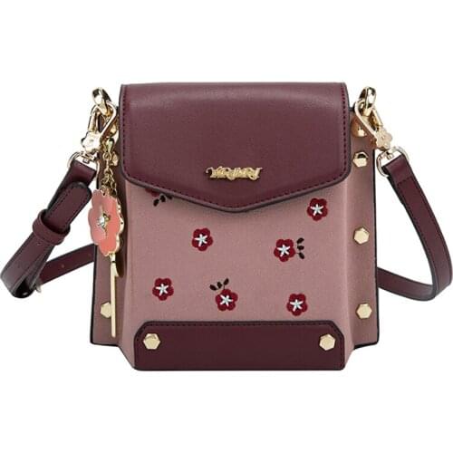 Women Bags Small Flower Decoration Leather Patchwork Embroidery Cross Body Messenger Bag Girl Shoulder Bags Braccialini Style