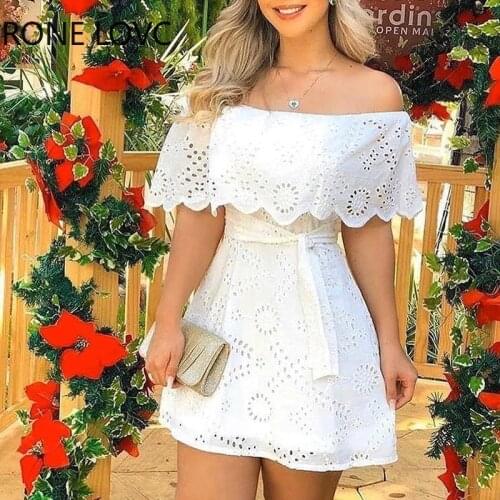 Women Solid Off Shoulder Hole Mini Dress Casual Dress Elegant Fashion Chic Dress