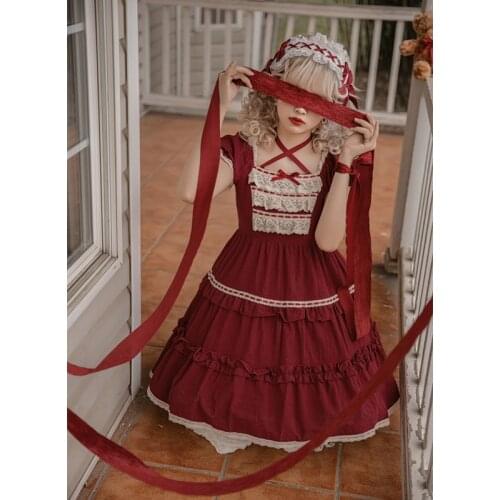 Lolita Women Dress Summer 2021 New Vintage Short Sleeve Tea Party Lolita Dresses Kawaii Cute Sweet Girl Ruffle Gothic OP Dress