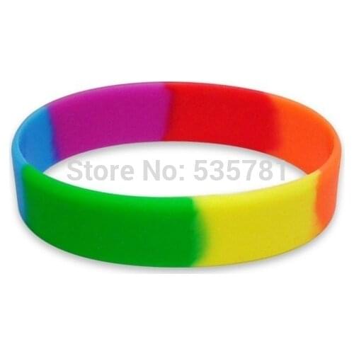 100pcs/lot Six Color Gay Pride Rainbow Colour Wristband Adult Silicon Bracelet, Wholesale Promotional Gifts Br052