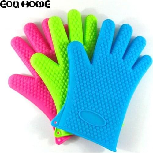 1Pce Thickened Heart-shaped Silicone Oven Mitts Gloves for Microwave Oven Heat Insulation and High Temperature-resistant Gloves