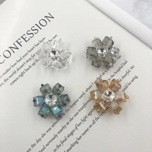 3pcs New Flower Crystal Glass Nail Bead Woven Cloth Paste Clothing Hairpin Shoe Accessories Charms for Jewelry Making